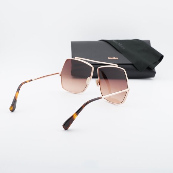 Max Mara Elsa MM0006 28F Geometric Sunglasses - Shiny Rose Gold/Brown Gradient main image 7